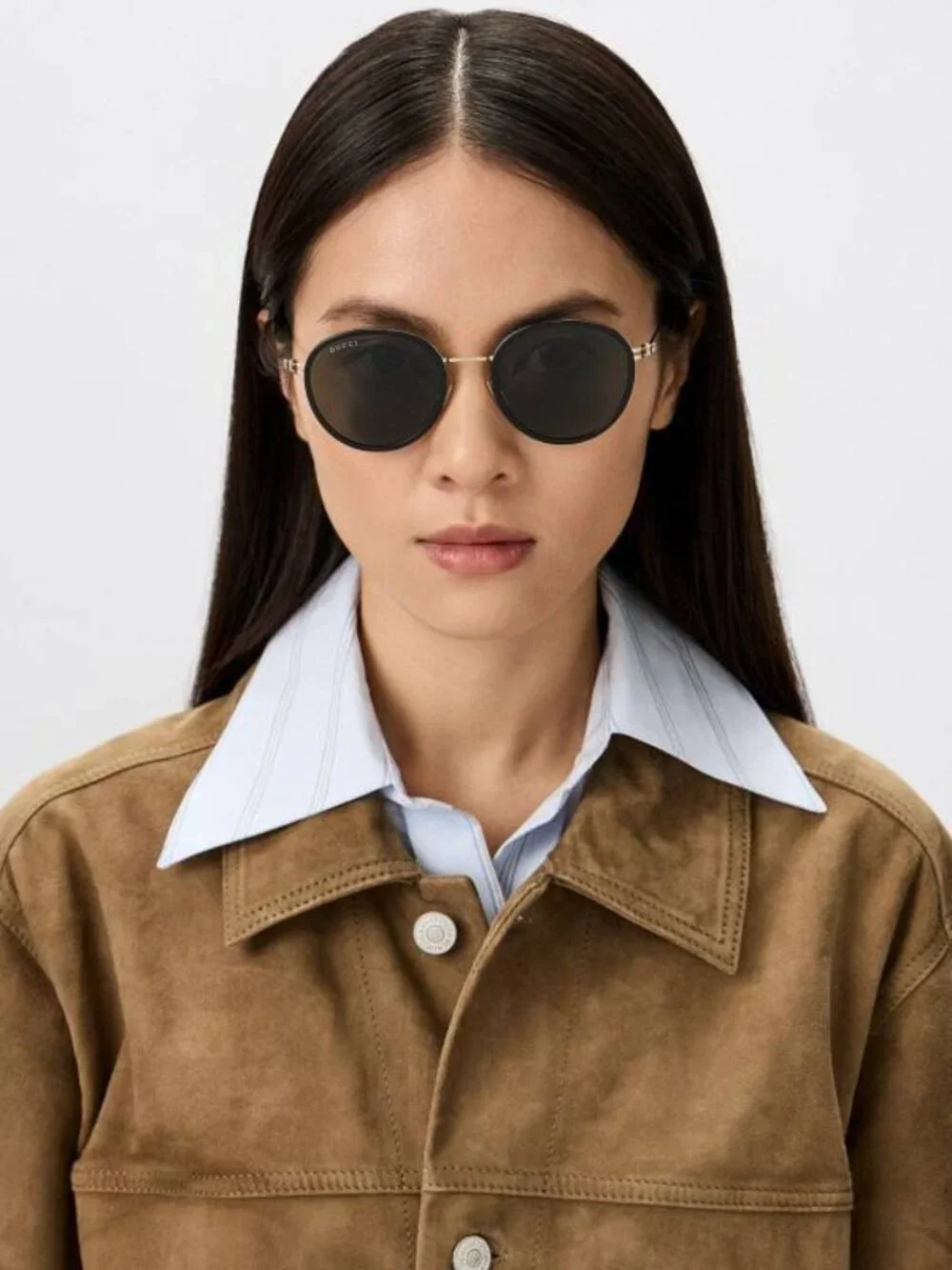 Gucci GG1849S 004 Round Sunglasses - Brown/Silver / Brown
